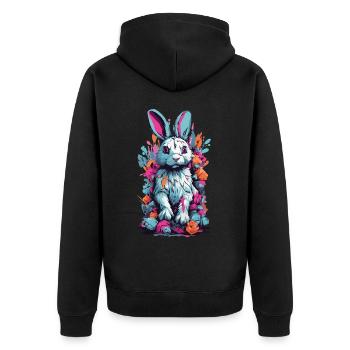 Gothic Kawaii Psycho Goth Bunny Pastel Unique - Unisex Premium Bio Zip Hoodie - Schwarz - Hinten - Nico (187cm)