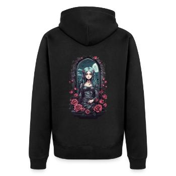 Kawaii Goth Anime E-Girl Design victorien - Veste à capuche bio Premium Unisexe - noir - Dos - Nico (187cm)