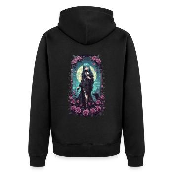 Anime Gothic Girl Magical Victorian Aesthete - Unisex Premium Organic Zip Hoodie - black - Back - Nico (187cm)