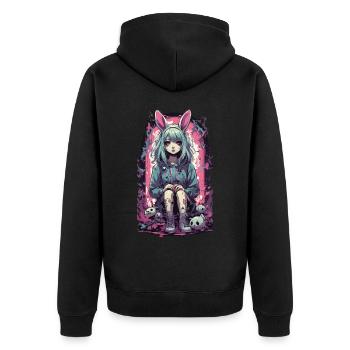 Kemonomimi Bunny Anime Girl Goth Kawaii - Unisex Premium Organic Zip Hoodie - black - Back - Nico (187cm)