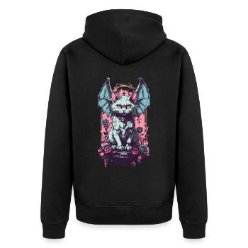 Goth Pastel chat démon Roses amoureux des chats - Veste à capuche bio Premium Unisexe - noir - Dos - Nico (187cm)