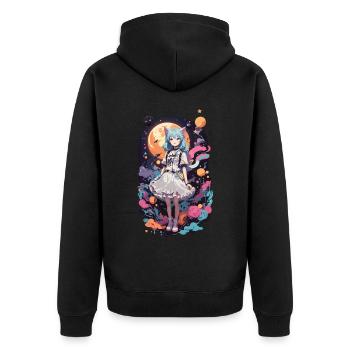 Kemonomimi Cats Girl Kawaii Anime Goth eGirl - Unisex Premium Organic Zip Hoodie - black - Back - Nico (187cm)