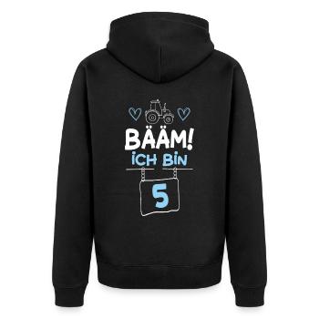 Bääm I’m 5 Tracteur - Veste à capuche bio Premium Unisexe - noir - Dos - Nico (187cm)