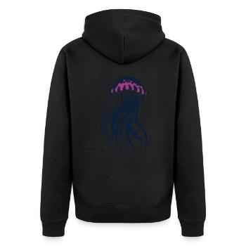 Float and glow, jellyfish with tentacles - Unisex Premium Organic Zip Hoodie - black - Back - Nico (187cm)