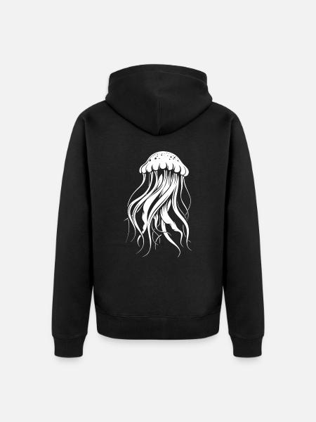 Jellyfish with tentacles, sea creatures - Unisex Premium Organic Zip Hoodie - black