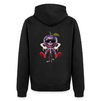 Plum Radfahren auf dem Fahrrad Geschenk - Unisex Premium Bio Zip Hoodie - Schwarz - Hinten - Nico (187cm)