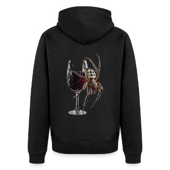 Spinne Wein - Unisex Premium Bio Zip Hoodie - Schwarz - Hinten - Nico (187cm)
