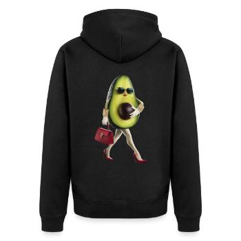 Frauen Avocado - Unisex Premium Bio Zip Hoodie - Schwarz - Hinten - Nico (187cm)
