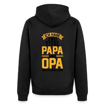 Ich Habe Zwei Titel Papa Und Opa - Unisex Premium Bio Zip Hoodie - Schwarz - Hinten - Nico (187cm)