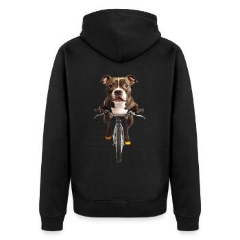 Staffordshire Bullterrier - Unisex Premium Bio Zip Hoodie - Schwarz - Hinten - Nico (187cm)