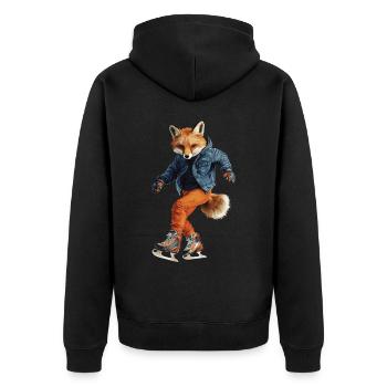 Fuchs - Unisex Premium Bio Zip Hoodie - Schwarz - Hinten - Nico (187cm)