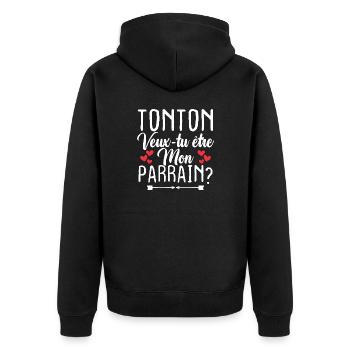 Tonton Veux tu être Mon Parrain? - Veste à capuche bio Premium Unisexe - noir - Dos - Nico (187cm)