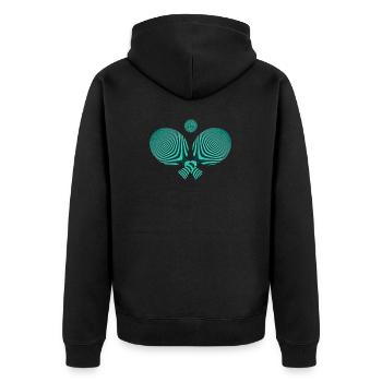 Tischtennis, Ping Pong Schläger und Ball - Unisex Premium Bio Zip Hoodie - Schwarz - Hinten - Nico (187cm)