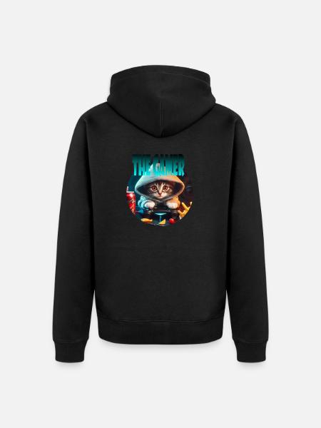 Chat Gamer - Veste à capuche bio Premium Unisexe - noir