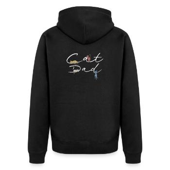 Cat-Dad! Cat Dad Retro Vintage Style Cats - Unisex Premium Organic Zip Hoodie - black - Back - Nico (187cm)