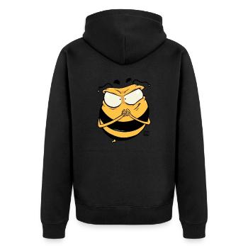 Biene fies - Unisex Premium Bio Zip Hoodie - Schwarz - Hinten - Nico (187cm)