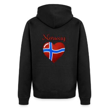 Die Flagge von Norwegen, Norges flaggeg - Unisex Premium Bio Zip Hoodie - Schwarz - Hinten - Nico (187cm)