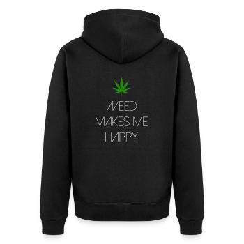 weed makes me happy cannabis marijuana - Unisex Premium Organic Zip Hoodie - black - Back - Nico (187cm)