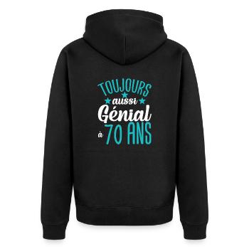 Toujours aussi génial 70 ans cadeau homme humour - Veste à capuche bio Premium Unisexe - noir - Dos - Nico (187cm)