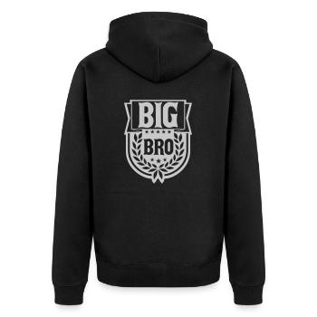 Logo Big Bro Bannière - Veste à capuche bio Premium Unisexe - noir - Dos - Nico (187cm)