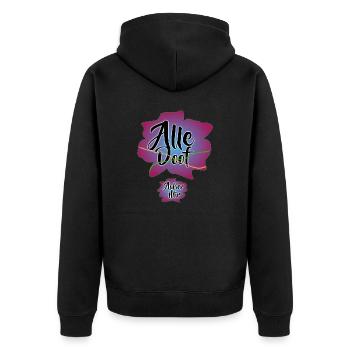 alle doof - außer mir - Unisex Premium Bio Zip Hoodie - Schwarz - Hinten - Nico (187cm)