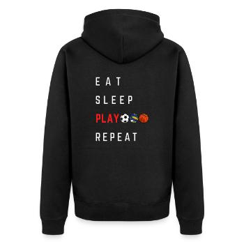 Manger, dormir, jouer, répéter - Veste à capuche bio Premium Unisexe - noir - Dos - Nico (187cm)