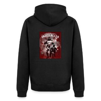 T-shirt or hoodie with Swiss heroes - Unisex Premium Organic Zip Hoodie - black - Back - Nico (187cm)