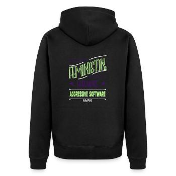 a womans place ansage demonstration beziehung - Unisex Premium Bio Zip Hoodie - Schwarz - Hinten - Nico (187cm)