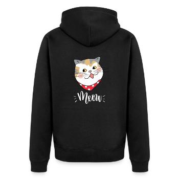 Mignon Kawaii drôle de chat disant miaulement - Veste à capuche bio Premium Unisexe - noir - Dos - Nico (187cm)