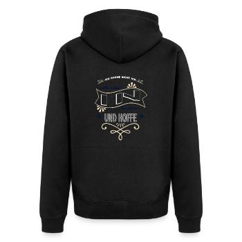 lustiger spruch backen grillen lieben kochkunst - Unisex Premium Bio Zip Hoodie - Schwarz - Hinten - Nico (187cm)
