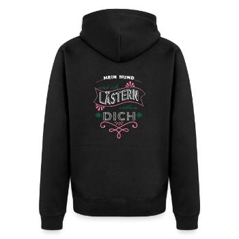 bullterrier geburtstagsgeschenkidee statement - Unisex Premium Bio Zip Hoodie - Schwarz - Hinten - Nico (187cm)