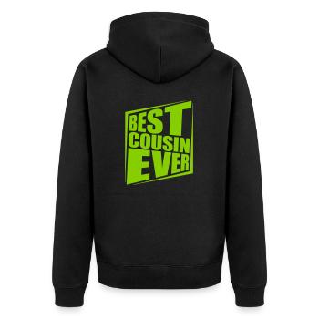best cousin ever quote - Unisex Premium Organic Zip Hoodie - black - Back - Nico (187cm)