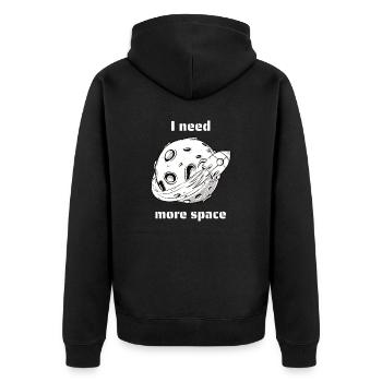 I Need More Space Funny Retro Outer Space Designs - Unisex Premium Bio Zip Hoodie - Schwarz - Hinten - Nico (187cm)