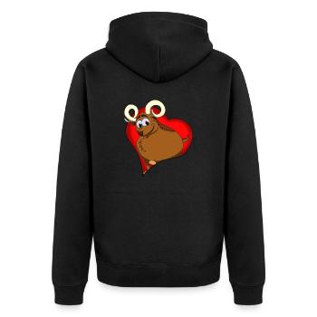 Widder im Herz - Unisex Premium Bio Zip Hoodie - Schwarz - Hinten - Nico (187cm)