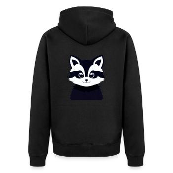 Waschbären süßer Cartoon Waschbär 29 - Unisex Premium Bio Zip Hoodie - Schwarz - Hinten - Nico (187cm)