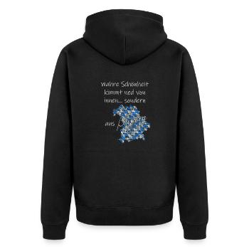 Wahre Schönheit Bayern - Unisex Premium Bio Zip Hoodie - Schwarz - Hinten - Nico (187cm)