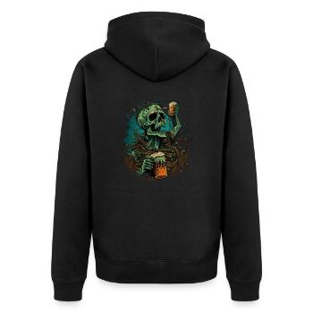Beer Zombie Creepy - Unisex Premium Organic Zip Hoodie - black - Back - Nico (187cm)