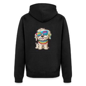 Kawaii Cute Happy Colorful Dog avec des lunettes de soleil - Veste à capuche bio Premium Unisexe - noir - Dos - Nico (187cm)