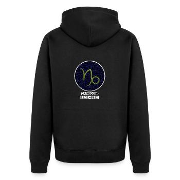 Capricorn 22.01-20.01 - Unisex Premium Bio Zip Hoodie - Schwarz - Hinten - Nico (187cm)
