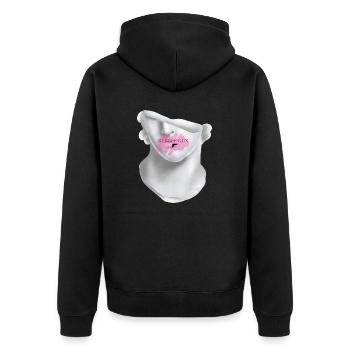 Bubble Gun Half Face White Sculpture Back - Unisex Premium Organic Zip Hoodie - black - Back - Nico (187cm)