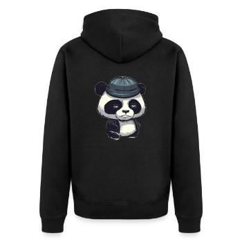Ours panda cool avec chapeau de laine - Veste à capuche bio Premium Unisexe - noir - Dos - Nico (187cm)