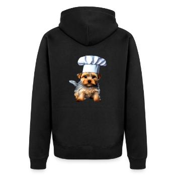 Restaurateur, Chiot chien, Chien cuisinier, Yorkshire Terrier - Veste à capuche bio Premium Unisexe - noir - Dos - Nico (187cm)