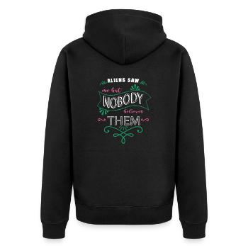 Drôles de dictons 51 Idée de cadeau d’anniversaire Alien Pun - Veste à capuche bio Premium Unisexe - noir - Dos - Nico (187cm)