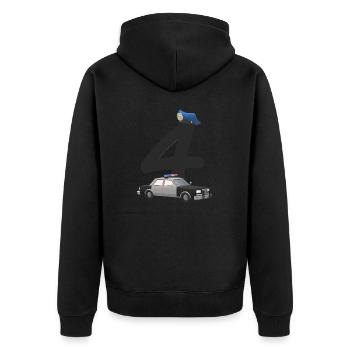 Polizei, Auto, Geburtstag, 4, Jahre, Vier, Kinder - Unisex Premium Bio Zip Hoodie - Schwarz - Hinten - Nico (187cm)