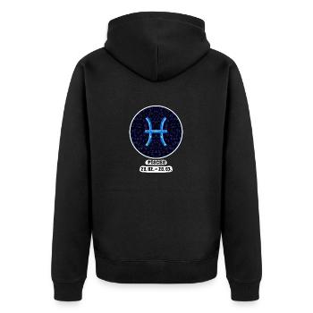Pisces 20.02.-20.03. - Unisex Premium Bio Zip Hoodie - Schwarz - Hinten - Nico (187cm)