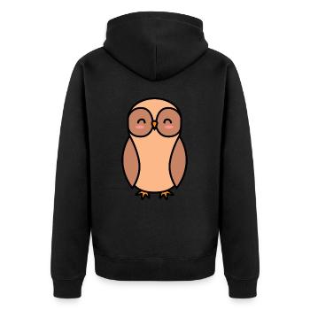 Eule Comic - Unisex Premium Bio Zip Hoodie - Schwarz - Hinten - Nico (187cm)