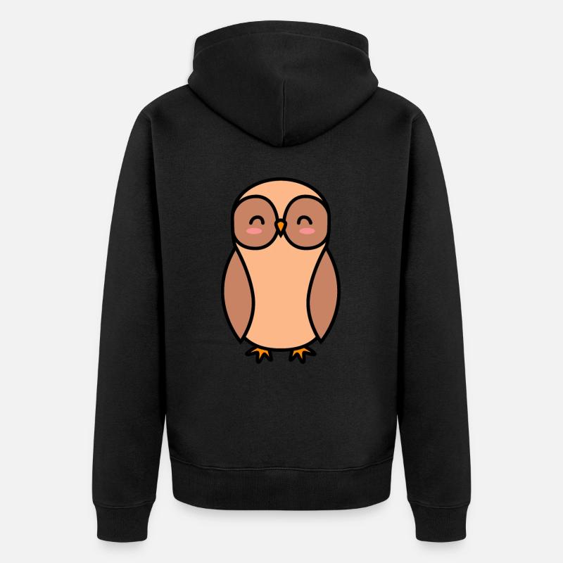 Eule Comic - Unisex Premium Bio Zip Hoodie - Schwarz