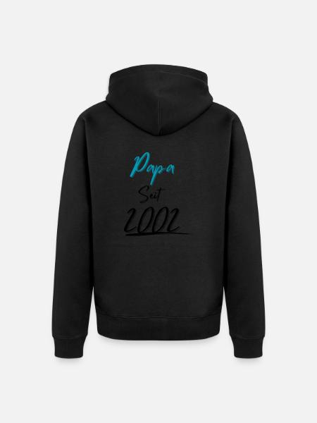 Papa seit 2002 - Unisex Premium Bio Zip Hoodie - Schwarz