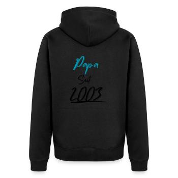 Papa seit 2003 - Unisex Premium Bio Zip Hoodie - Schwarz - Hinten - Nico (187cm)