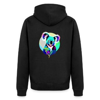 Koala - Unisex Premium Organic Zip Hoodie - black - Back - Nico (187cm)